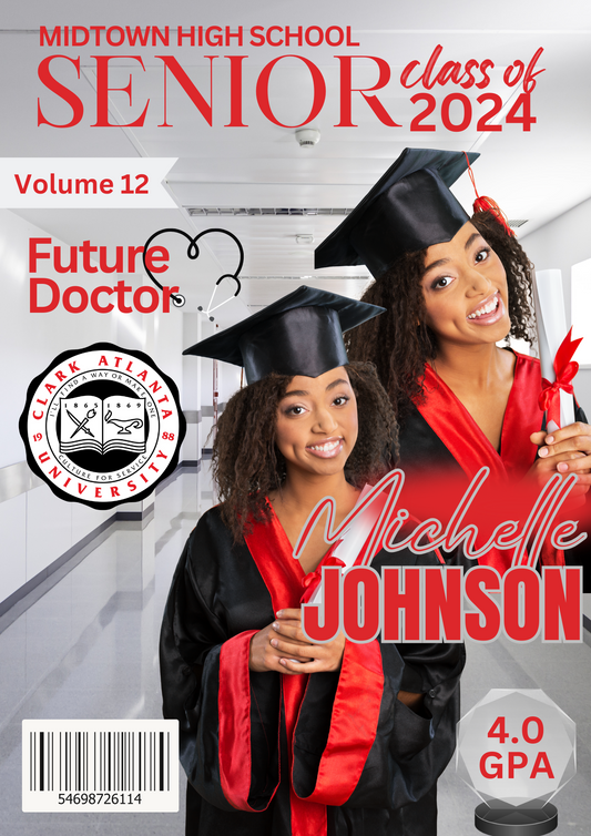 Graduation Magazine Cover with College Choice and Major - Digital Download