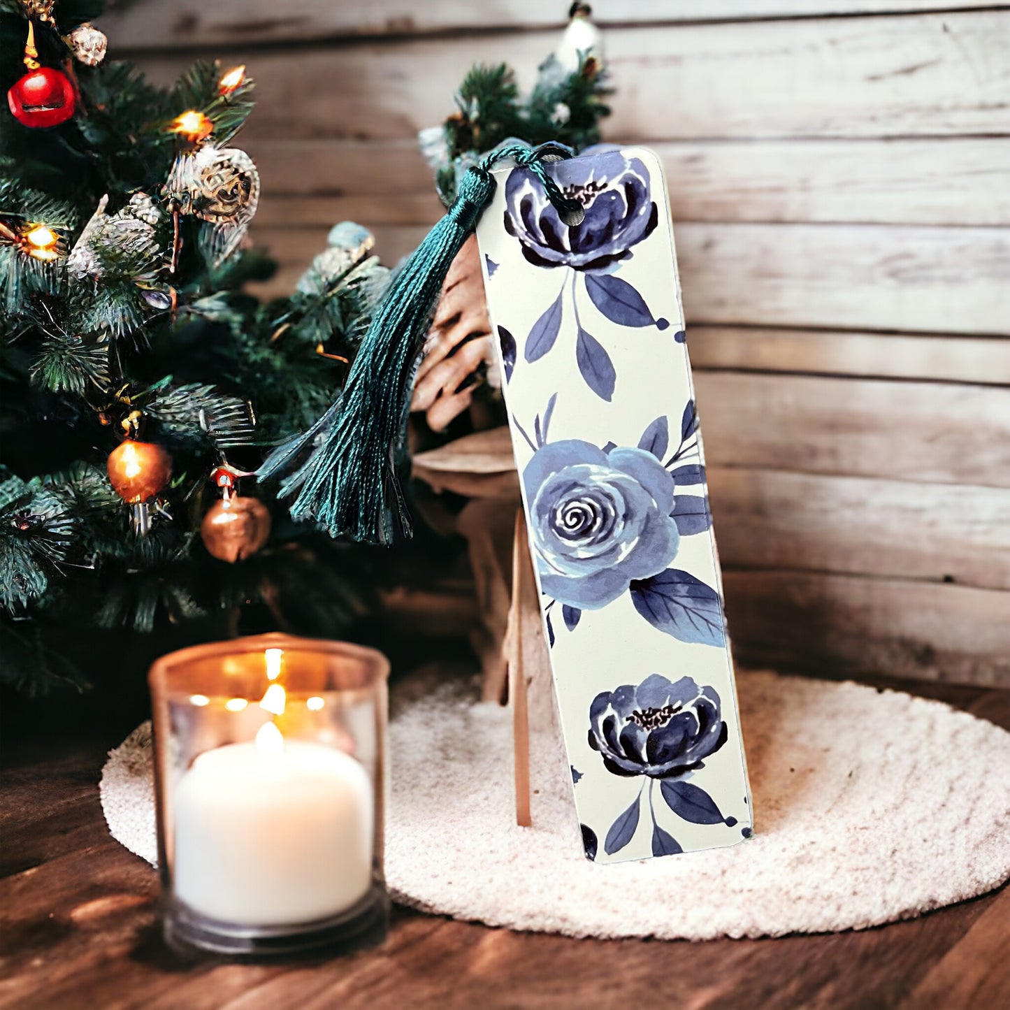 White and Blue Flowers Bookmark