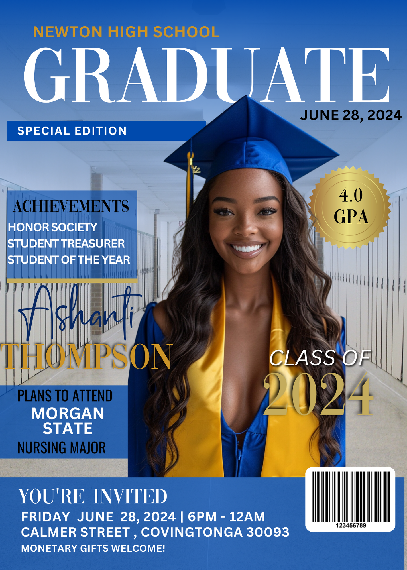 Graduation  Magazine Party Invitation- Digital Download