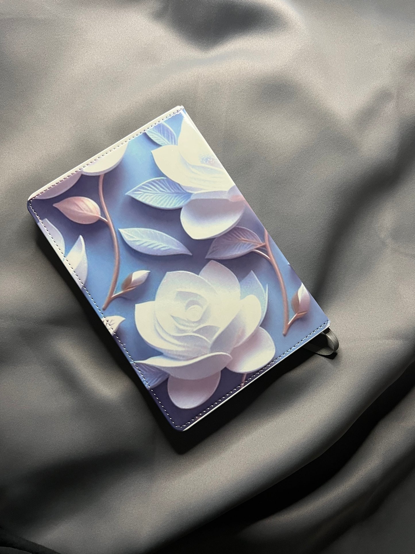 3D Floral Blue White Flower Journal