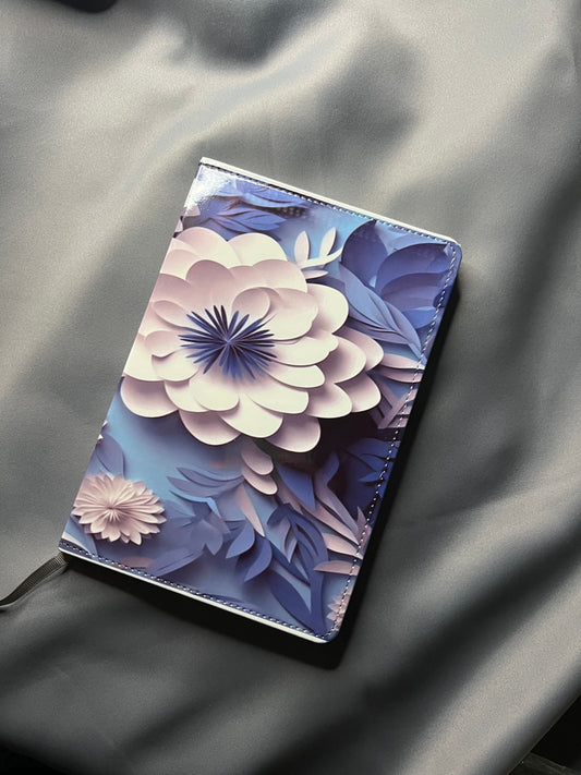 3D Blue and White Flower Journal