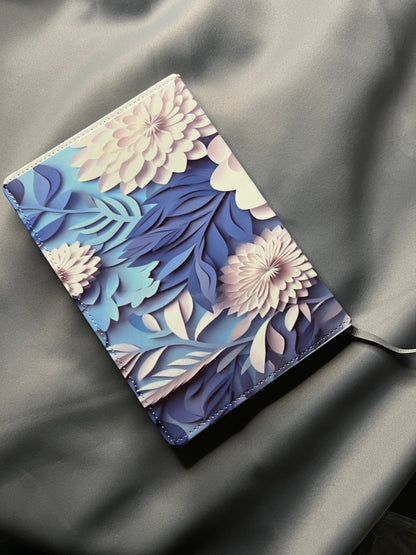 3D Blue and White Flower Journal