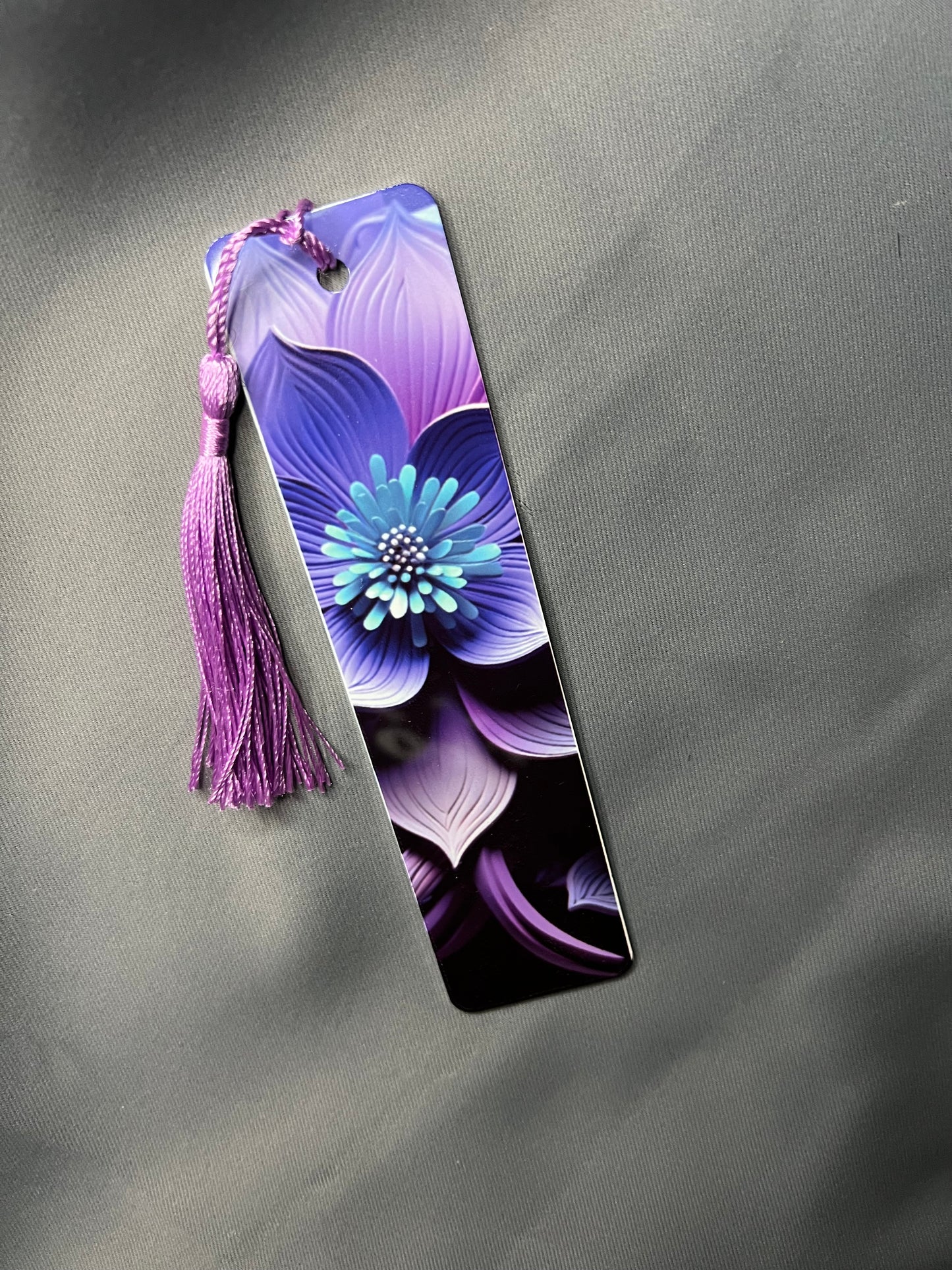 Purple with blue flower Bookmark