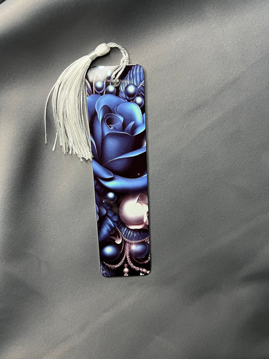 Blue Flower with Pearl Bookmark