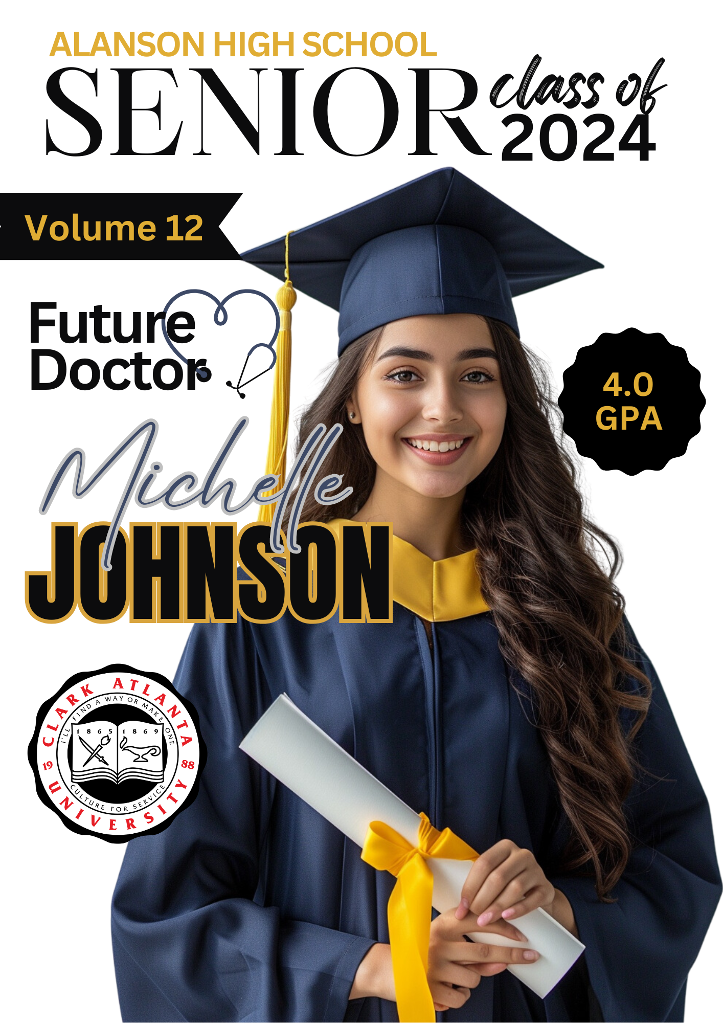 Graduation Magazine Cover with College of Choice and Major- Digital Download