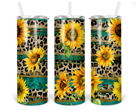 Rustic Wood Sunflowers Tumbler