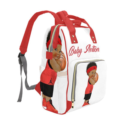 White and Red Boys Diaper Bag