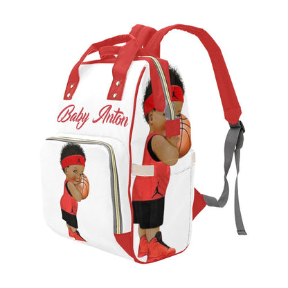 White and Red Boys Diaper Bag