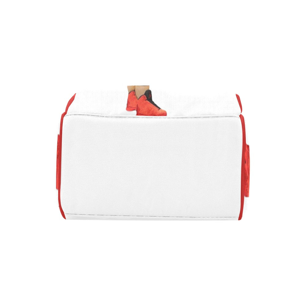 White and Red Boys Diaper Bag