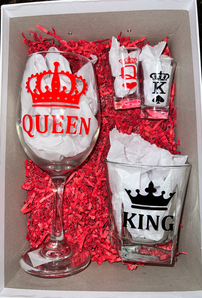 Royal Duo: King's Whisky Glass & Queen's Wine Glass Set