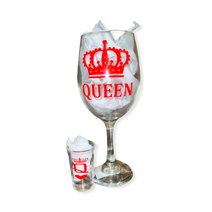 Royal Duo: King's Whisky Glass & Queen's Wine Glass Set